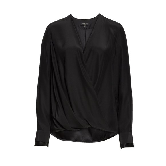 Rag & Bone black wrap over flowy silk blouse - Picture 7 of 10
